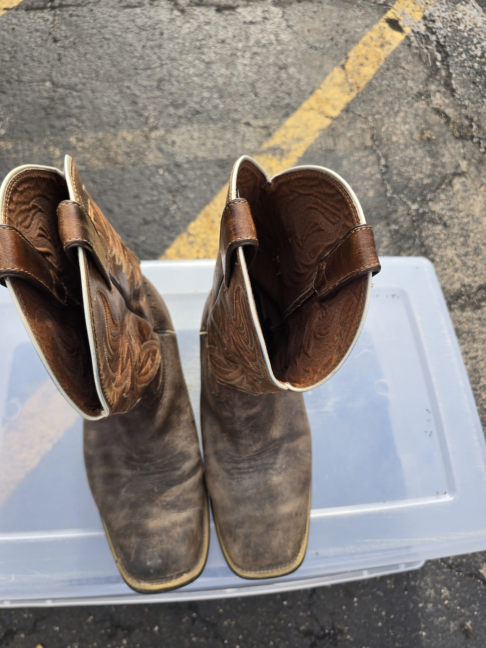Justin Boots Brown Leather‎ Western Pull-On Cowboy Boots